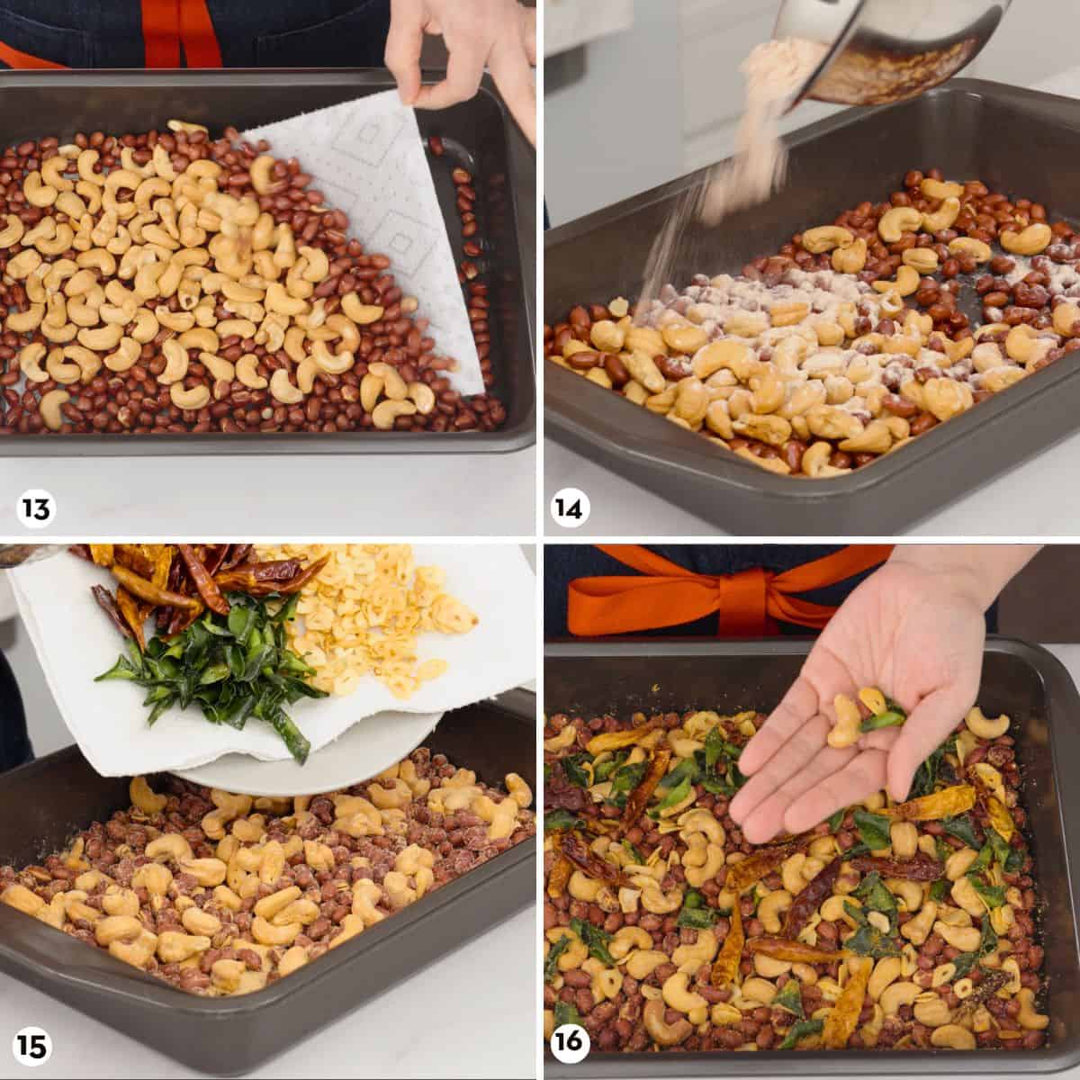process shot for making Thai herb nuts steps 13-16
