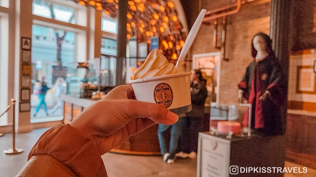 Butterbeer ice cream, free at Big Bus Tours New York