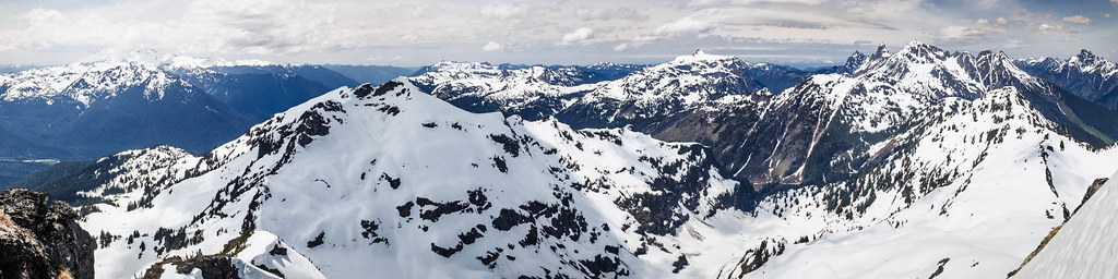 East panorama with Mount Baker, West Peak, the border lineup