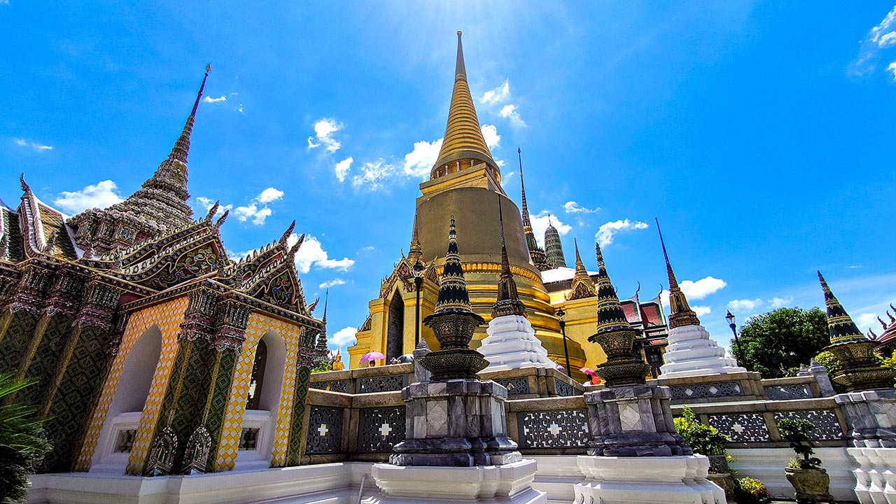 A golden chedi in Wat Phra Kaeo of Bangkok