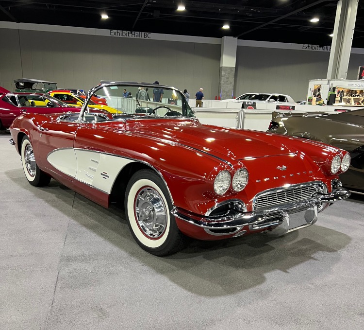 Vintage Corvette Roadster in red.