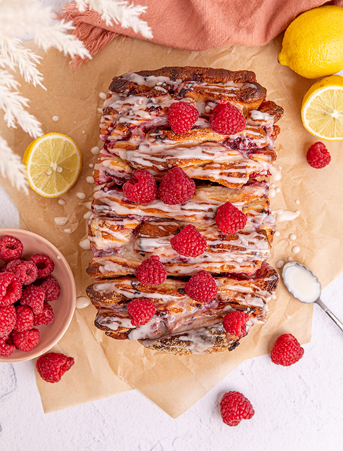 Lemon Raspberry Pull Apart Loaf