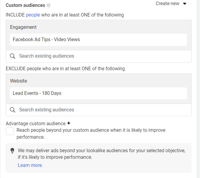 Retarget video views audience