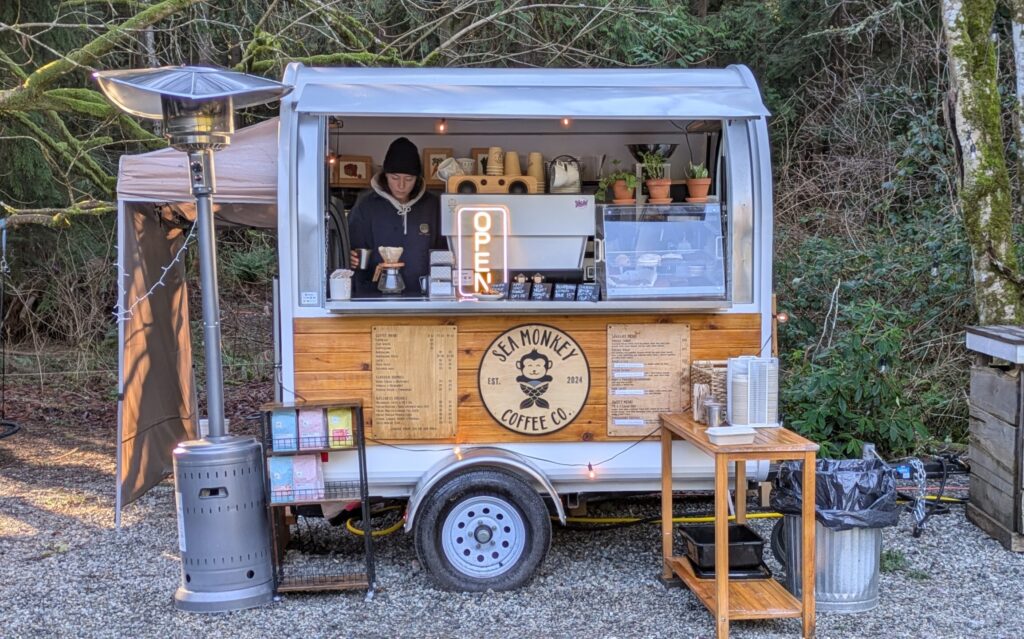 Seamonkey Coffee Co Truck in a garden