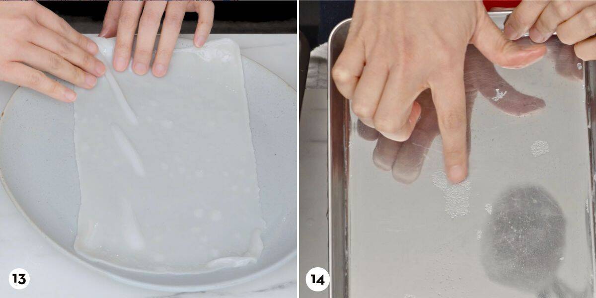 Process shots for how to make fresh rice noodles steps 13014