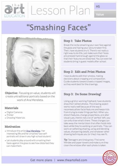 Smashing Faces: Free Lesson Plan Download | Art education lessons ...