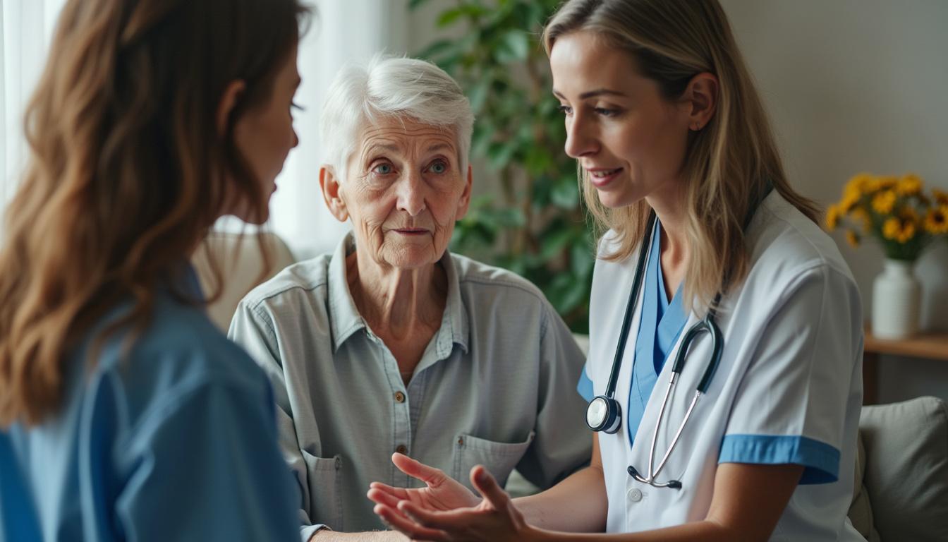 two healthcare professionals discussing a new treatment plan for arthritis