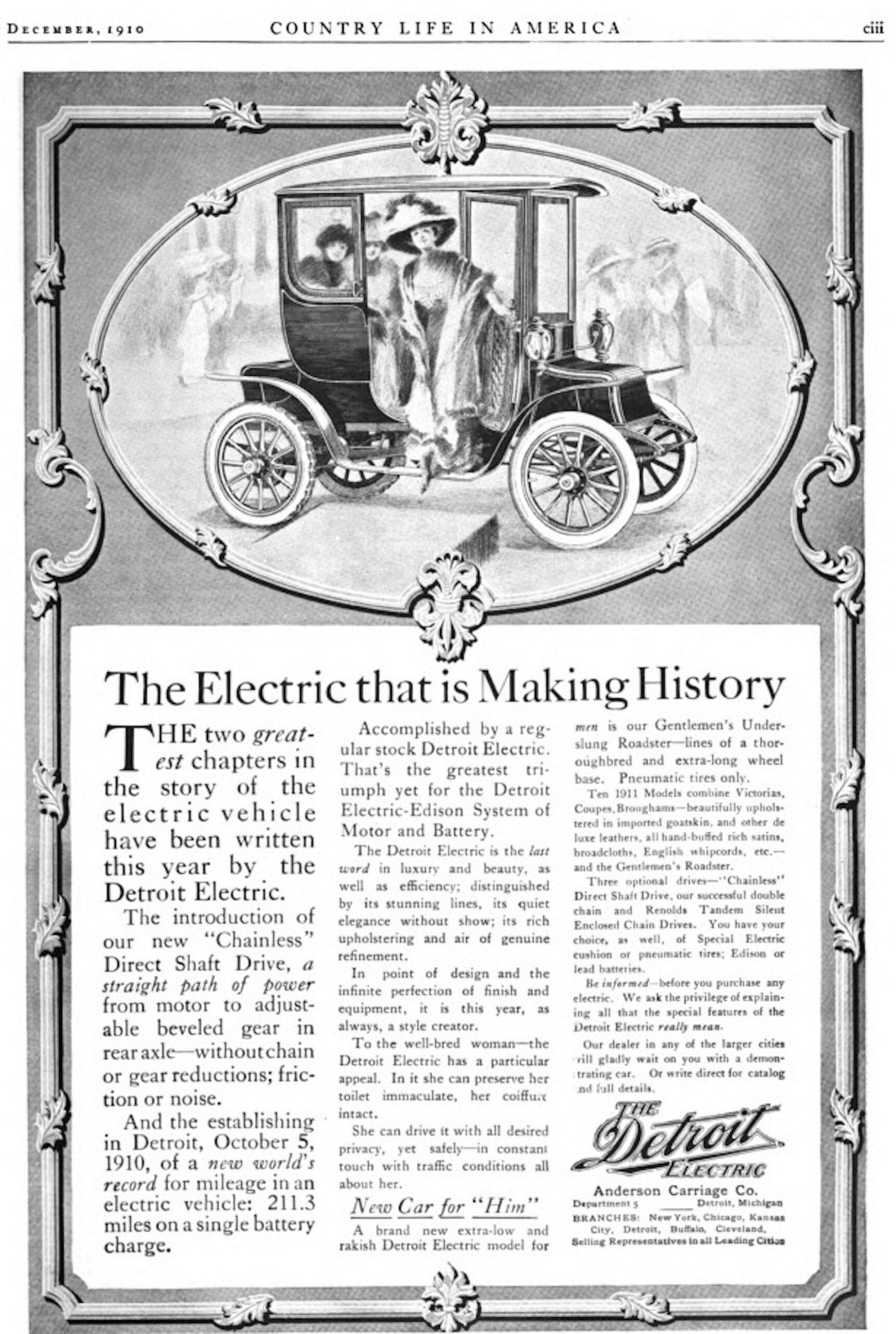 Electric car ad from 1910