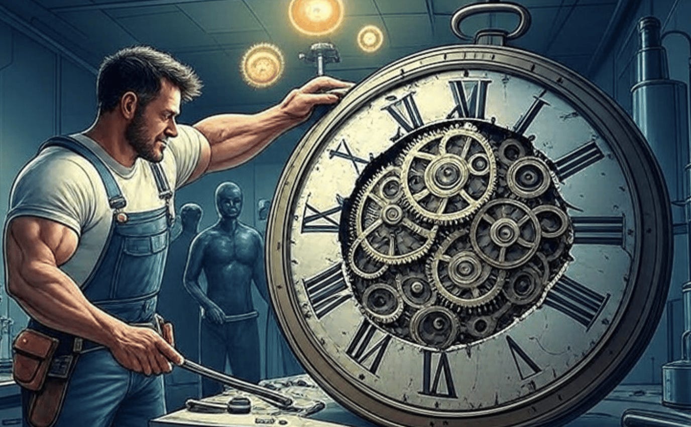 A person holding a large clock  AI-generated content may be incorrect.