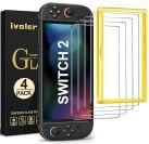 four-pack of ivoler screen protectors for the nintendo switch 2 against a white background