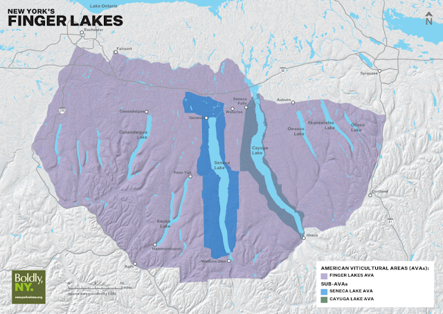 map of Finger Lakes wine region upstate New York