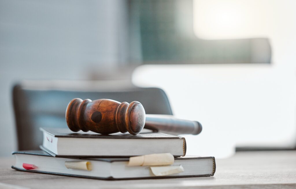 image of gavel on a pile of books