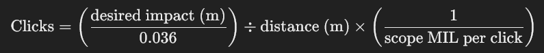 mrad scope click formula
