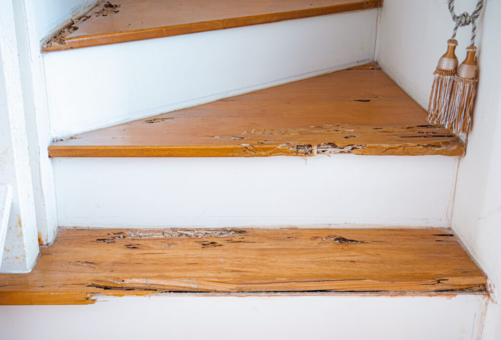 hard-wood floor being damaged by termites