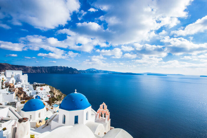 yacht charter Greece Cyclades View from Oia Santorini island