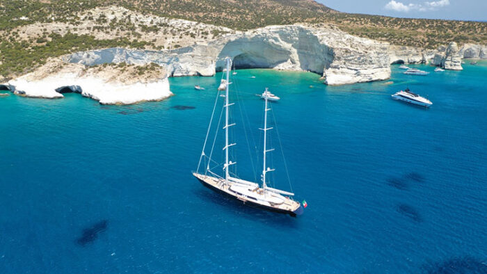 yachting in Greece Milos Island exquisite beach Kleftiko
