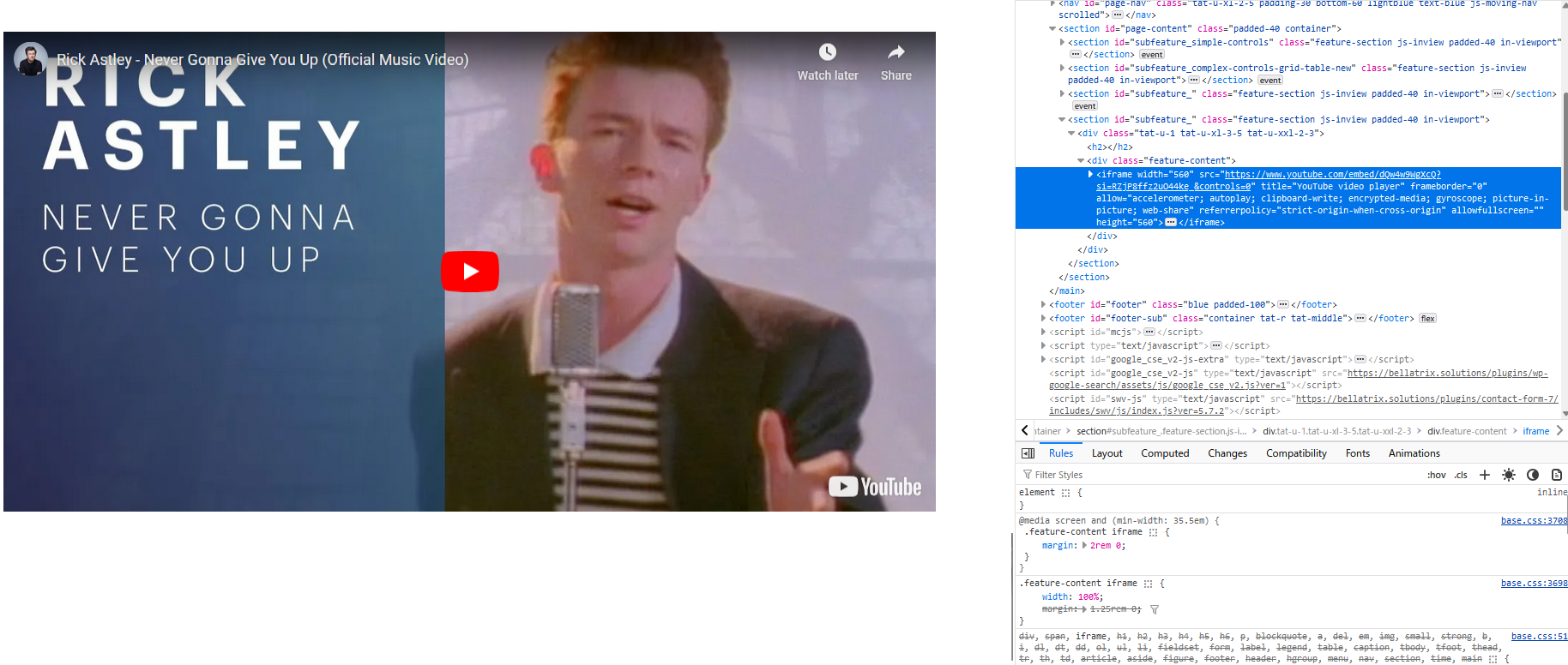 Youtube Video Embedded in the Page with IFrame