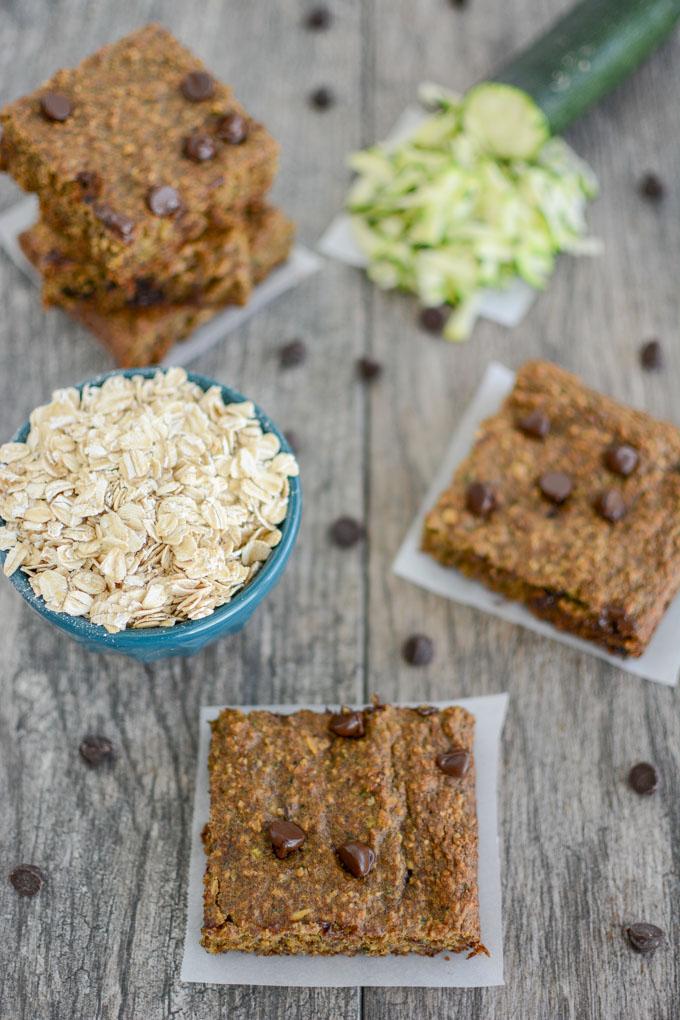 Zucchini Oatmeal Chocolate Chip Bars 2 High fiber Zucchini Oat Bars