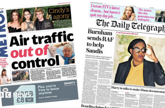 Newspaper headlines: ‘Air traffic out of control’ and ‘RAF to help Saudis’